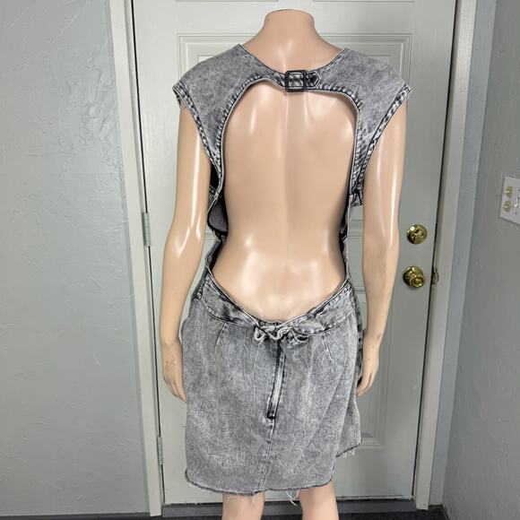 Allsaints Women's Dress US 12 Sylana Acid Wash Denim Designer Open Back UU14 - Picture 4 of 6